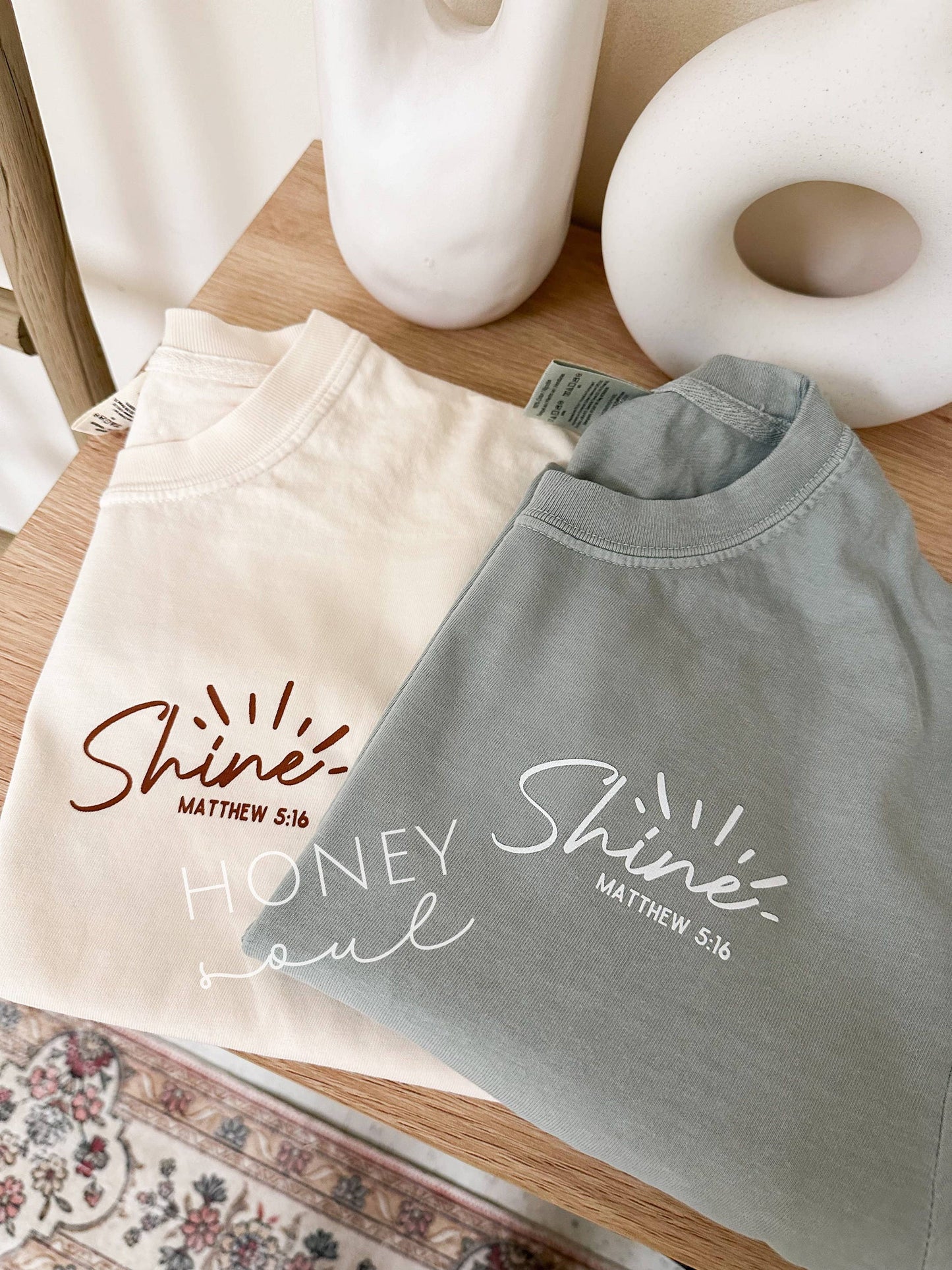 ORIGINAL Let Your Light Shine Graphic Summer Tee: Ivory