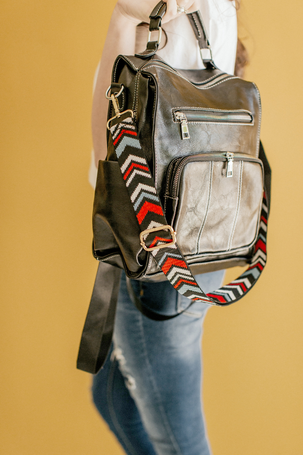 Maria Adjustable Guitar Backpack Bag Strap: Camel Stripe