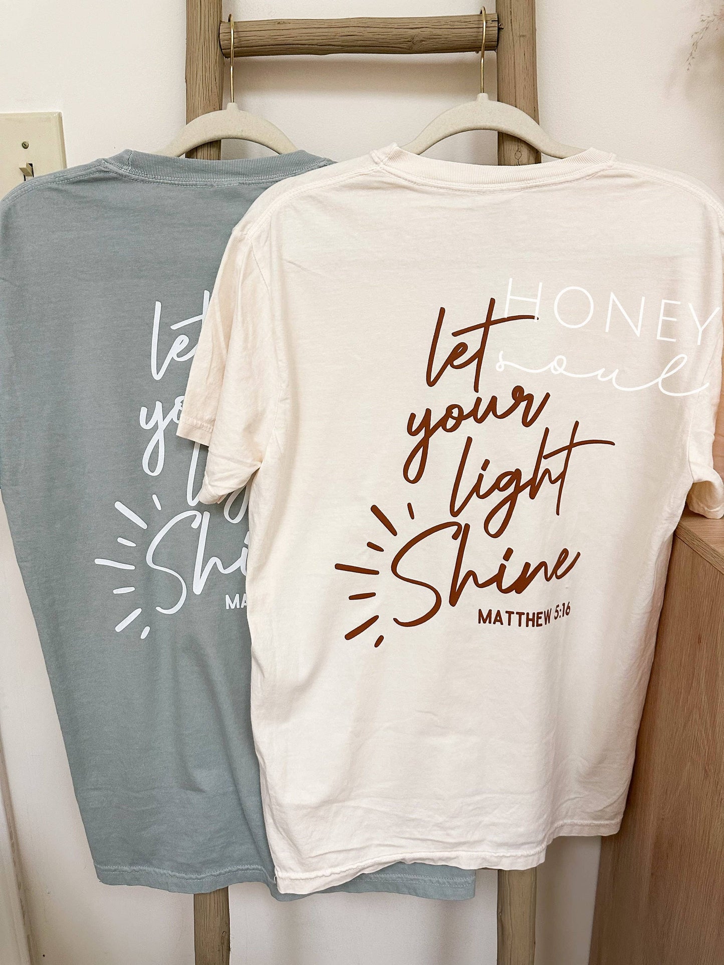 ORIGINAL Let Your Light Shine Graphic Summer Tee: Ivory