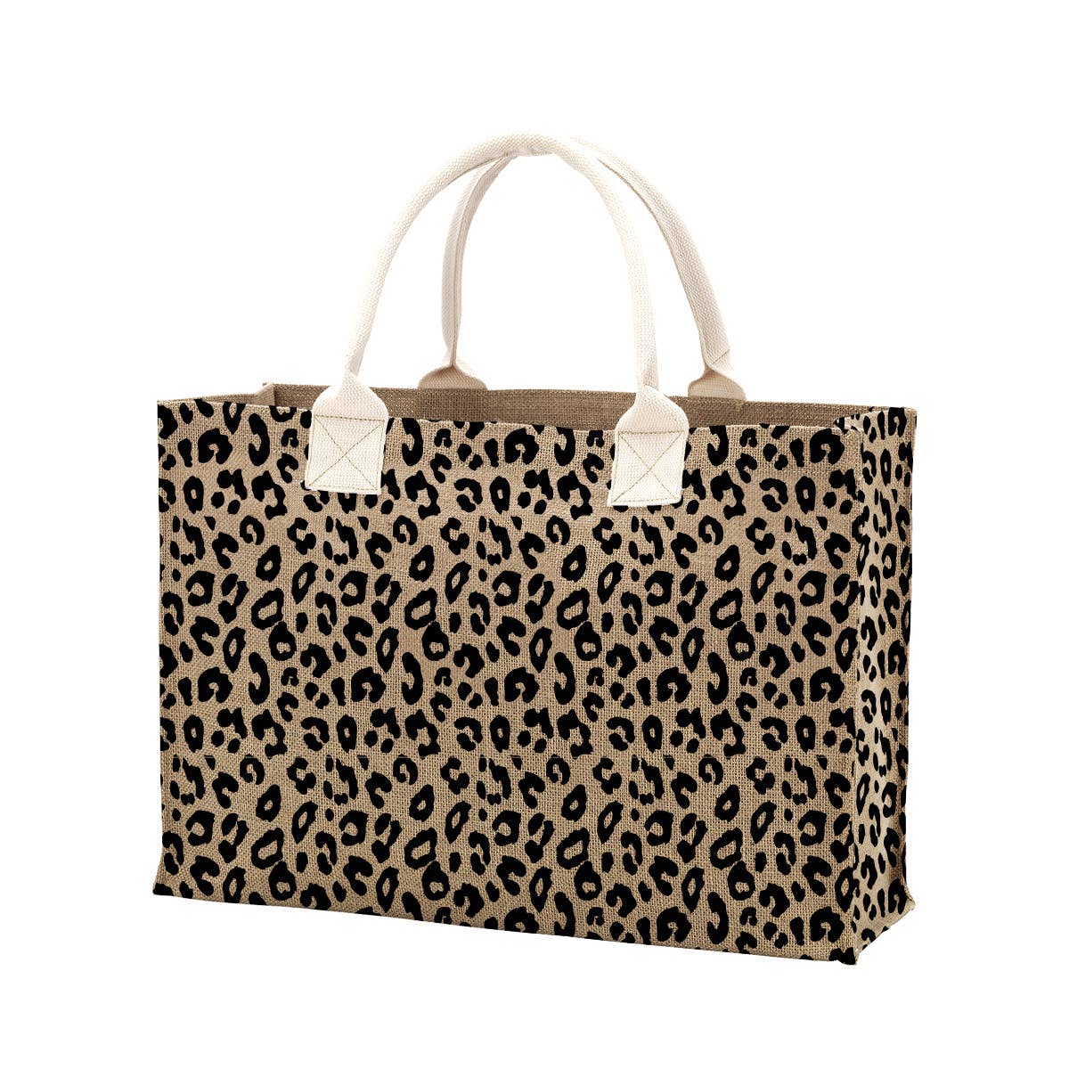 Leopard Burlap Tote Bag